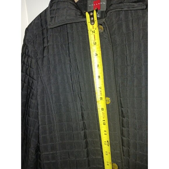 Gallery Women Coat Jacket Medium Quilt Black Long Sleeve Collared Zip Up Pockets - Picture 6 of 11